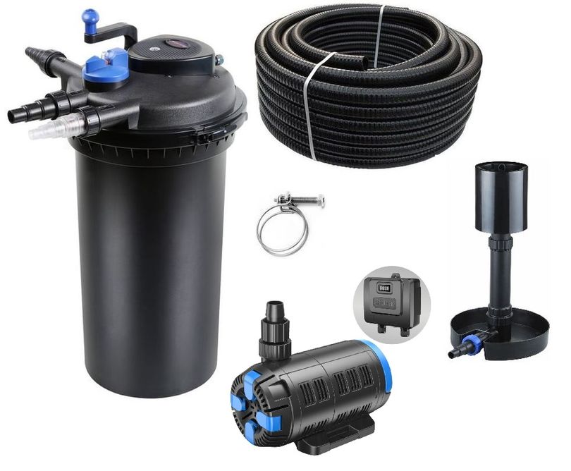 Druckteichfilter Set CPF 15000 regelbare Eco Pumpe 10m Schlauch Standskimmer Nr.32