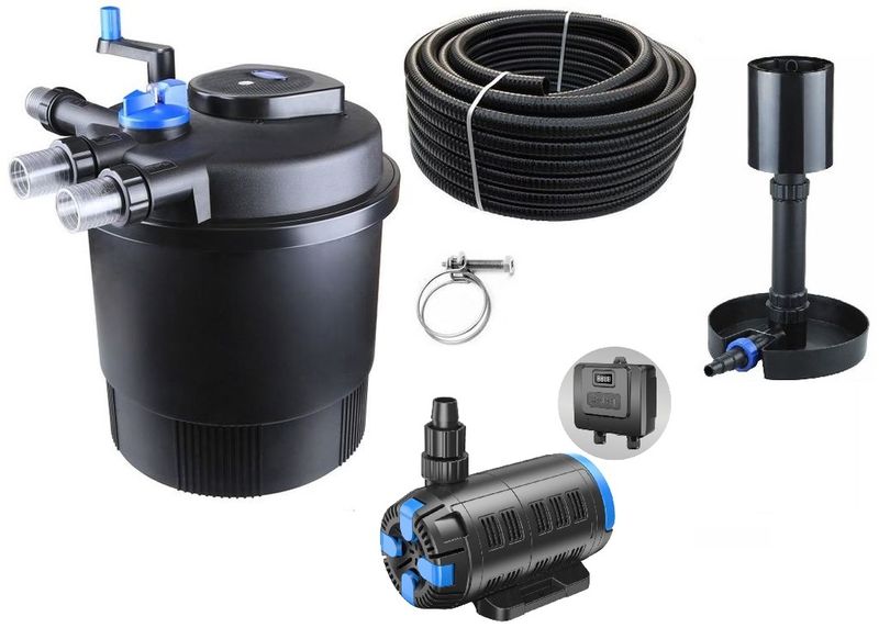 Druckteichfilter Set CPF 20000 regelbare Eco Pumpe 10m Schlauch Standskimmer Nr.40