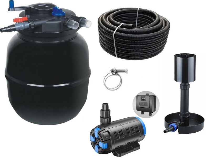 Druckteichfilter Set CPF 50000 regelbare Eco Pumpe 10m Schlauch Standskimmer Nr.56