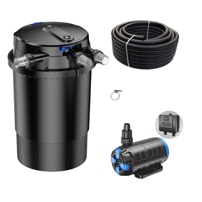 Druckteichfilter Set CPU 30000 regelbare Eco Pumpe 10m Schlauch Nr.51