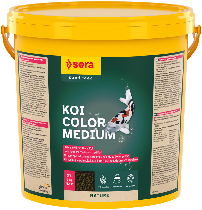 Sera Koi Color Medium 21 Liter Eimer Teichfutter Fischfutter Sticks Goldfische
