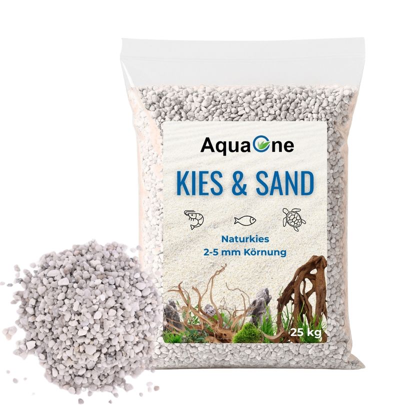 25 Kg weißen Naturkies Noa "Premium Qualität" 2-5 mm Bodengrund Aquarium Kies
