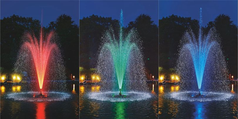 Oase Schwimmende Teich Fontäne Set PondJet Eco mit RGB LED Beleuchtung
