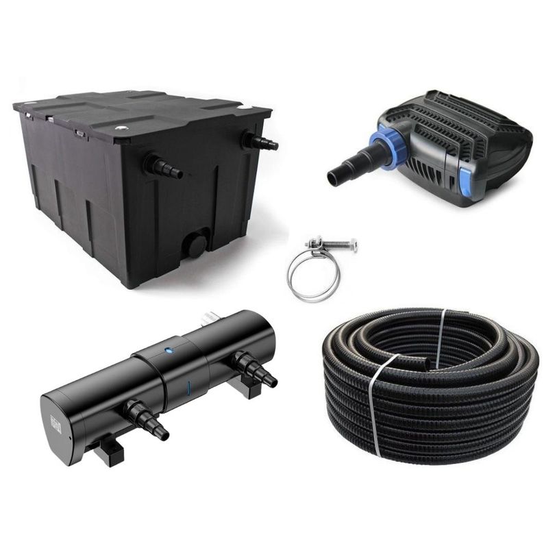 Kammerfilter Set CBF-550 30W Eco Pumpe Schlauch 72 Watt-UV-Klärer! bis 60.000l Nr.76