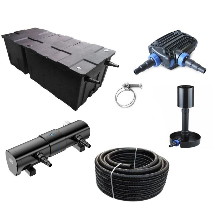 Kammerfilter Set CBF-550B 70W Eco Pumpe Schlauch 110 Watt-UV-Klärer! bis 90.000l Nr.81