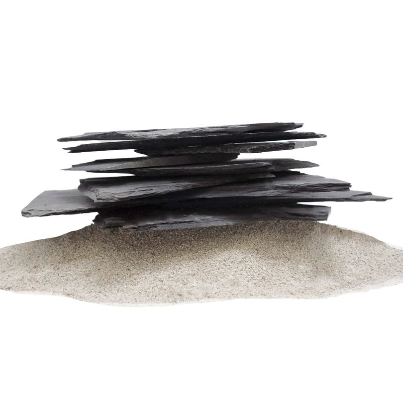 Aquarium Natursteine Schieferplatten Deko schwarz-grau 1 Stück 1,4-2,0 kg Nr.50