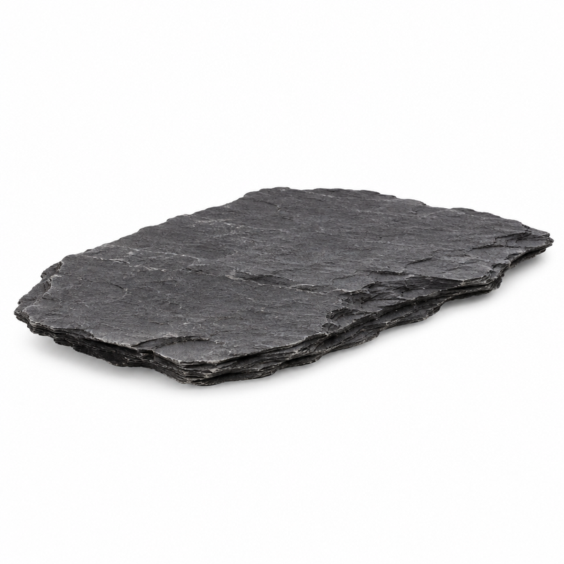 AquaOne Schieferplatte schwarz-grauer Naturstein 10-30 cm für Aquarien