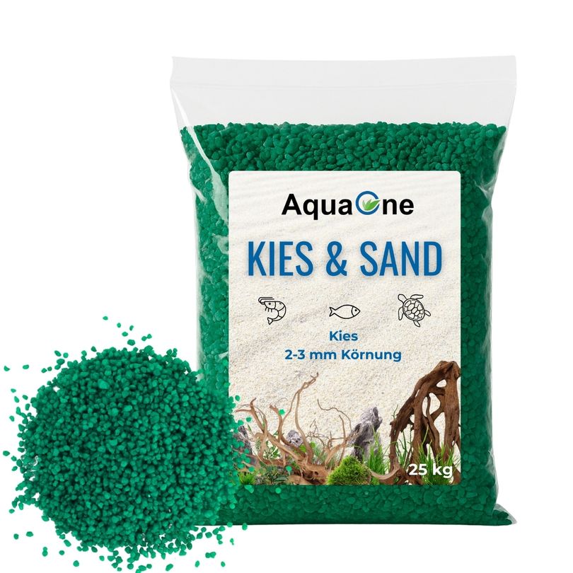 25 Kg grünen Quarzkies "Premium Qualität" 2-3 mm Bodengrund Aquarium Kies