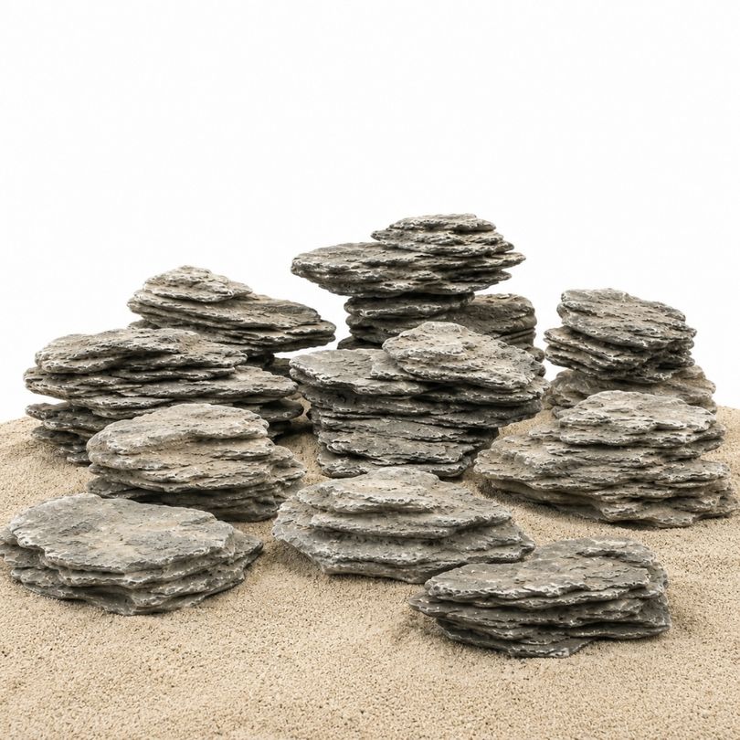 Aquarium Natursteine Grey Multilayer Rock 1 Stück Gr. M 0,3-0,7 kg Aquascaping Steine