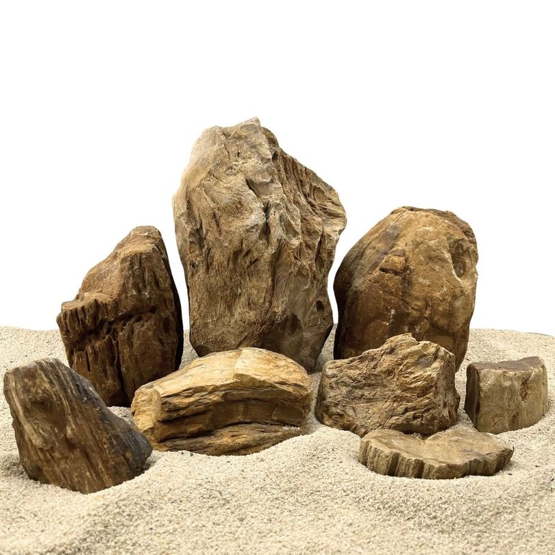Aquarium Natursteine Brown Fossil Steine 10 kg Mix Größe M-L Aquascaping Steine