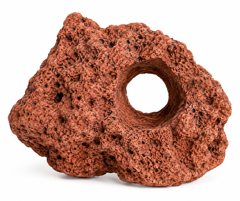 Aquarium Natursteine Lavastein rot mit Loch 1 Stück Größe M 15-20cm
