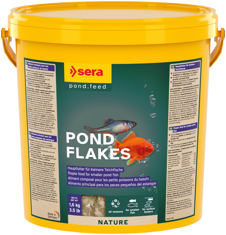 Sera Pond Flakes 10 Liter Eimer Flockenfutter Teichfutter Fischfutter Goldfische