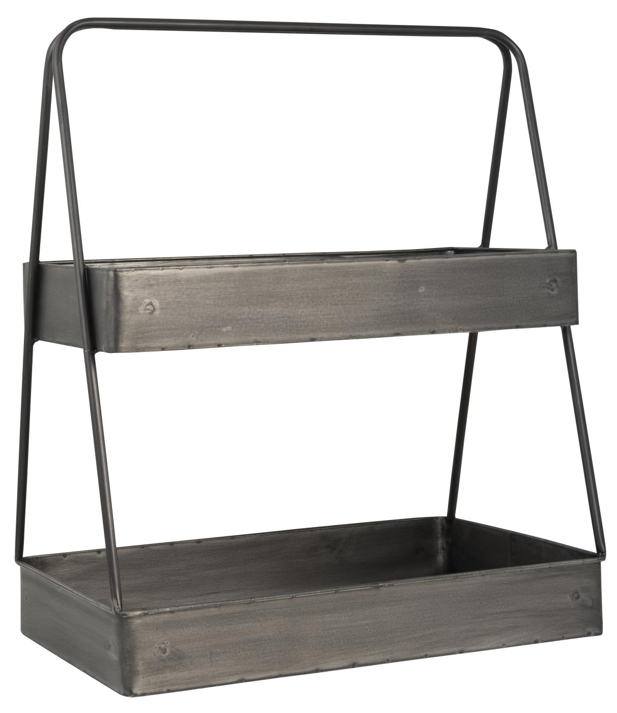 Ablageregal Archivständer 2-stufig Metall Schwarz 40x26x50cm Industrie-Style | ukiyo-living