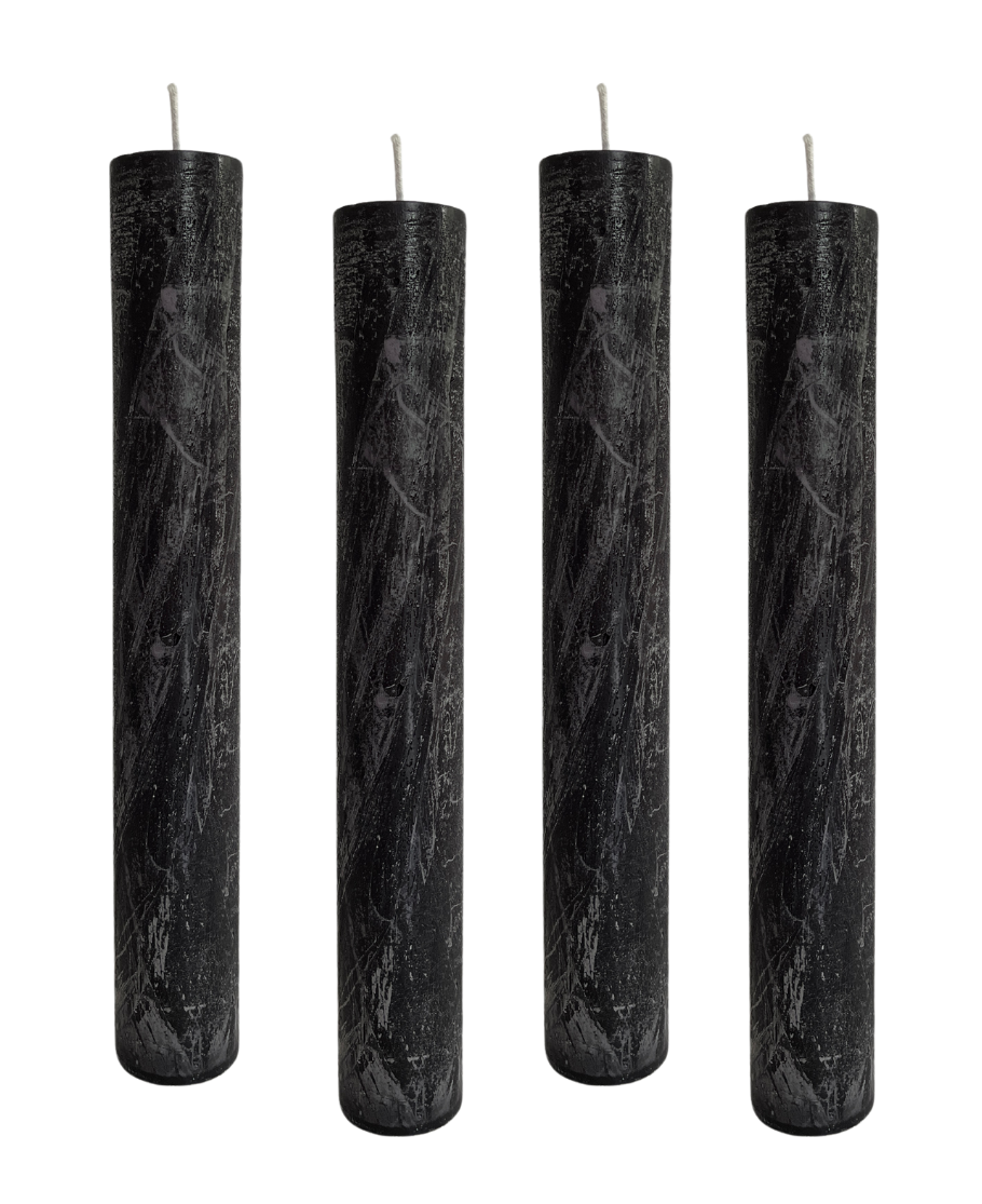4er Pack Rustikale Stabkerzen Tafelkerzen H:24 cm Ø:3,4 cm 24 Stunden
