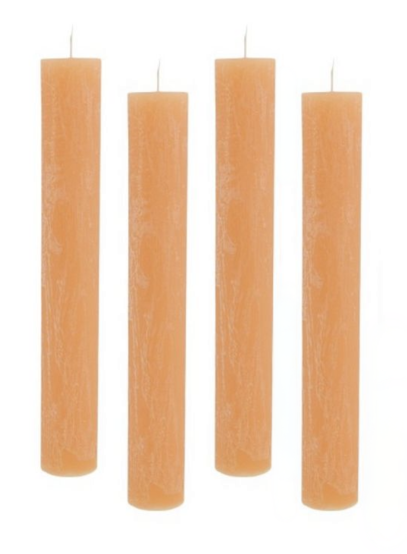4er Pack Rustikale Stabkerzen Tafelkerzen H:24 cm Ø:3,4 cm 24 Stunden | ukiyo-living