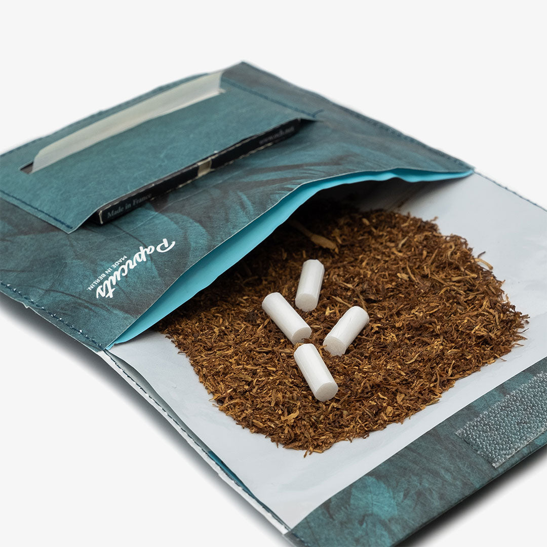 tobacco pouch plastic Custom Rolling Laminated Foil Bag for Cigarette Papers Packaging With Health Warning Printing and Glossy Finish 6.5" x 10" 4 mil