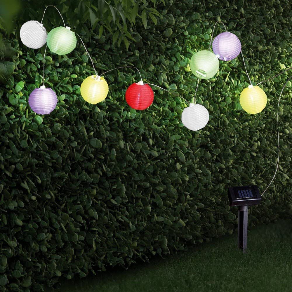 Solar-Lampion-Kette, 10 LED, farbige Lampions, 4,30 m | Buvtec