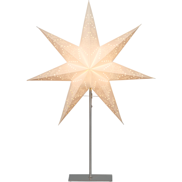 Stehlampe Weihnachtsstern Sensy von Star Trading, 3D Papierstern Weihnachten in Weiß mit Metall-Fuß, Dekostern Stehleuchte mit Kabelschalter, E14, Höhe: 78cm | Buvtec