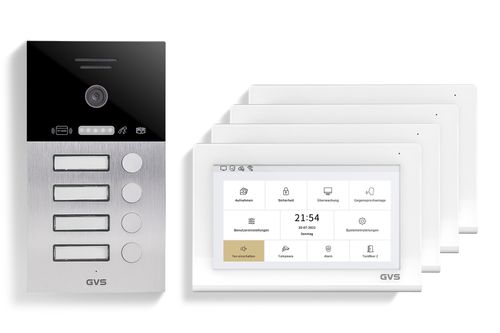 IP Video Türsprechanlage 4-FH/4x 7" Touchscreen Komplett-Set AVS4461A