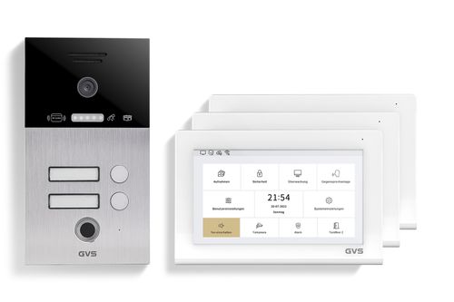 IP Video Türsprechanlage 2-FH/3x 7" Touchscreen Komplett-Set AVS4476U