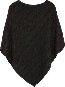 styleBREAKER Strick Poncho mit Zopfmuster, Rundhals Strickponcho, Grobstrick, Damen 08010040