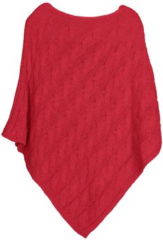 styleBREAKER Strick Poncho mit Zopfmuster, Rundhals Strickponcho, Grobstrick, Damen 08010040