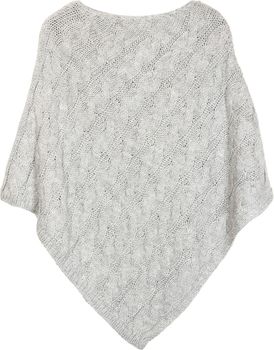 styleBREAKER Damen Zopfstrick Poncho Made in Italy | Grobstrick Umhang mit Rundhalsausschnitt | Ärmelloser Strickponcho in dreieckiger Passform