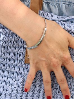 styleBREAKER Edelstahl Slider Armband mit Schmuckelement, Ankerkette, Schiebeverschluss, Schmuck, Damen 05040082
