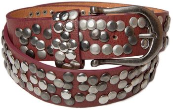styleBREAKER Damen Nietengürtel 4 cm | Kunstleder mit bunten Nieten | Halbrunde Metallschnalle | Vintage Look für Jeans | Kürzbar