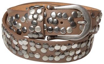 styleBREAKER Damen Nietengürtel 4 cm | Kunstleder mit bunten Nieten | Halbrunde Metallschnalle | Vintage Look für Jeans | Kürzbar