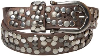 styleBREAKER Damen Nietengürtel 4 cm | Kunstleder mit bunten Nieten | Halbrunde Metallschnalle | Vintage Look für Jeans | Kürzbar
