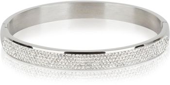 styleBREAKER Armreif aus Edelstahl mit Strasssteinen, Clipverschluss Armband, Schmuck, Damen 05040101