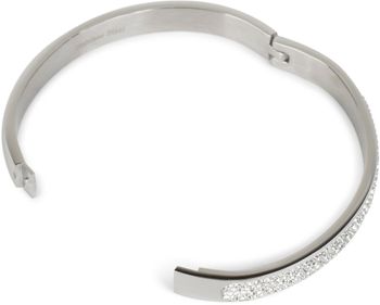styleBREAKER Armreif aus Edelstahl mit Strasssteinen, Clipverschluss Armband, Schmuck, Damen 05040101
