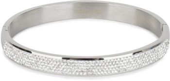 styleBREAKER Armreif aus Edelstahl mit Strasssteinen, Clipverschluss Armband, Schmuck, Damen 05040101