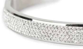 styleBREAKER Armreif aus Edelstahl mit Strasssteinen, Clipverschluss Armband, Schmuck, Damen 05040101