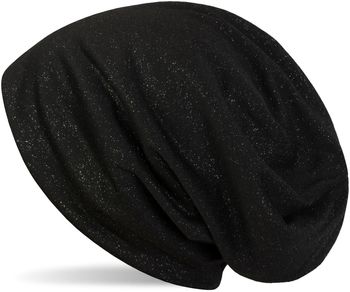styleBREAKER Damen Beanie Mütze mit All Over Glitzer in Unifarben, Glitzermütze, Leichte Stoffmütze Einfarbig 04024117