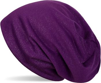 styleBREAKER Damen Beanie Mütze mit All Over Glitzer in Unifarben, Glitzermütze, Leichte Stoffmütze Einfarbig 04024117