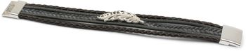 styleBREAKER Armband mit Feder Schmuck Element, Flechtoptik, geflochten, Magnetverschluss, Wickelarmband, Damen 05040106