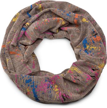 styleBREAKER Loop Schal mit Splat Style Farbklecks Muster im Destroyed Used Look, Schlauchschal, Tuch, Unisex 01017050