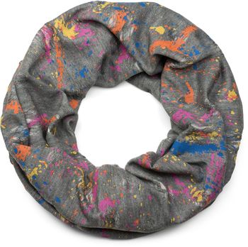 styleBREAKER Loop Schal mit Splat Style Farbklecks Muster im Destroyed Used Look, Schlauchschal, Tuch, Unisex 01017050