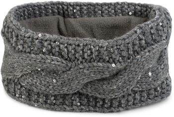 styleBREAKER Damen Stirnband Grobstrick mit Zopfmuster und Pailletten, warmes Fleece Innenfutter, Haarband, Headband 04026002