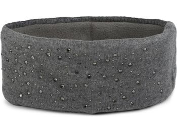 styleBREAKER Stirnband Damen Winter mit Strasssteinen und Fleece Innenfutter | warmes elastisches Feinstrick Haarband gefüttert | Glitzer Headband für kalte Tage