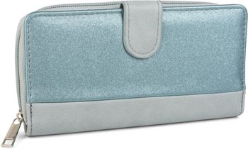 styleBREAKER Damen Geldbörse im 2-Tone Metallic Look mit Reißverschluss und Druckknopf – Portemonnaie mit viel Stauraum 02040082