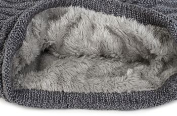 styleBREAKER warme Feinstrick Beanie Mütze mit Wellen Strickmuster, Fleece Innenfutter, Slouch Longbeanie, Unisex 04024122