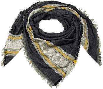 styleBREAKER XXL Viereckstuch mit Pailletten und Streifen, Fransen, Winter Schal, Tuch, Damen 01017056