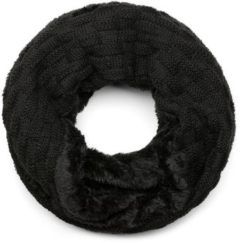 styleBREAKER warmer Feinstrick Loop Schal mit Flecht Muster und sehr weichem Fleece Innenfutter, Schlauchschal, Unisex 01018150
