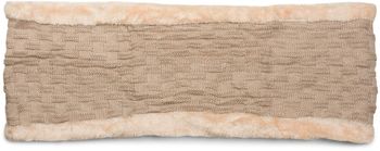 styleBREAKER Damen Loop Schal mit Flechtmuster | warmer Feinstrick Schlauchschal 58x21 cm | weiches Teddyfleece Futter | Winter & Übergang