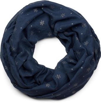 styleBREAKER Damen Loop Schal mit Glitzer Schneeflocken Print, Weicher Schlauchschal Einfarbig, Tuch 01017064