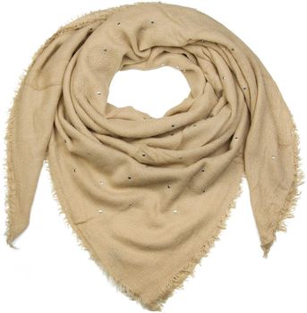 styleBREAKER Damen Feinstrick Viereckstuch mit Nieten und kurzen Fransen am Saum, Winter Schal, großes XL Tuch 01018147