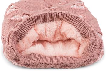 styleBREAKER warme Feinstrick Beanie Mütze im Destroyed Pailletten Look und weichem Fleece Innenfutter, Slouch Longbeanie, Damen 04024127